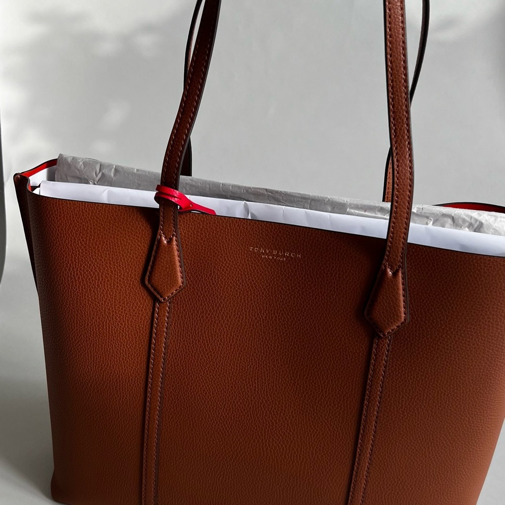Tory Burch Brown Leather Tote with Textured Finish